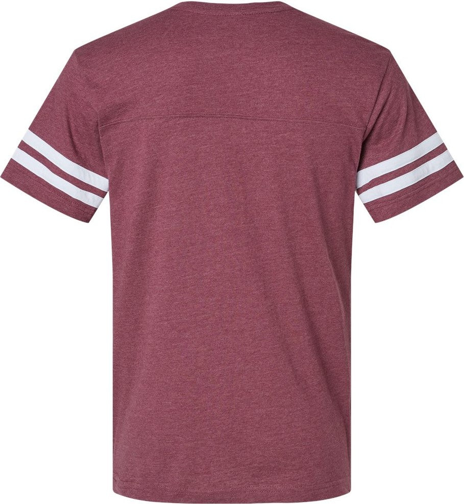Front View of Vintage Burgundy/ White Football Fine Jersey Tee - 6937