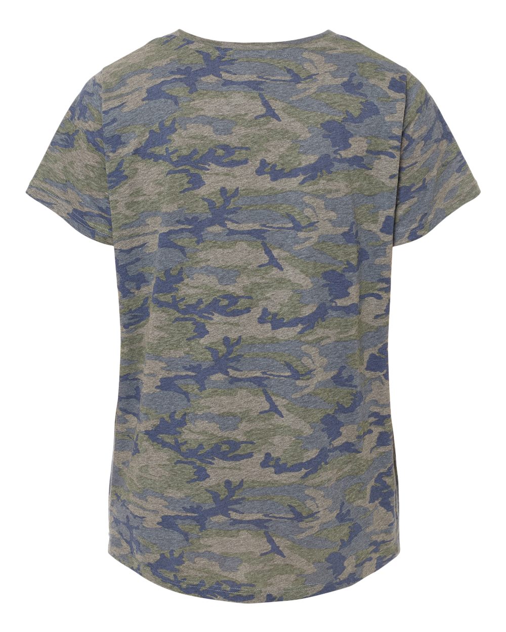 Rear View of Vintage Camo Curvy Collection Women's Fine Jersey Tee - 3816