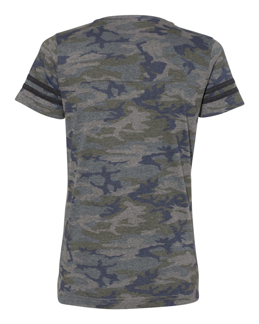 Front View of Vintage Camo/ Vintage Smoke Women's Football V-Neck Fine Jersey Tee - 3537