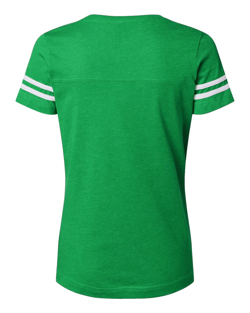 Front View of Vintage Green/ White Women's Football V-Neck Fine Jersey Tee - 3537