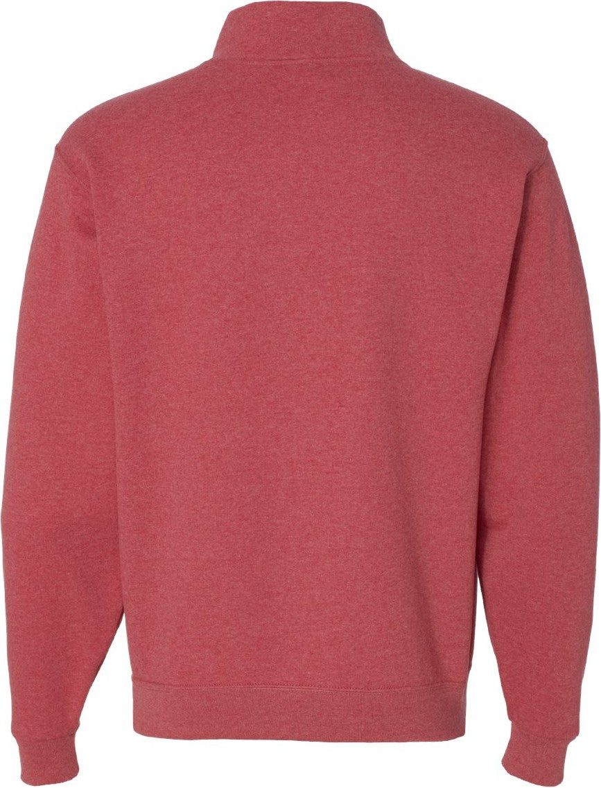 Rear View of Vintage Heather Red Nublend® Cadet Collar Quarter-Zip Sweatshirt - 995MR