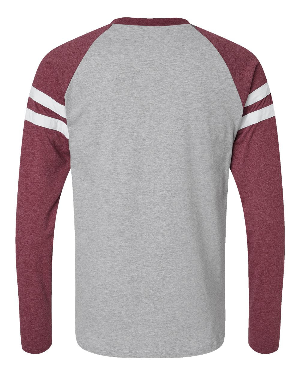Front View of Vintage Heather/ Vintage Burgundy Fine Jersey Mash Up Long Sleeve Tee - 6934