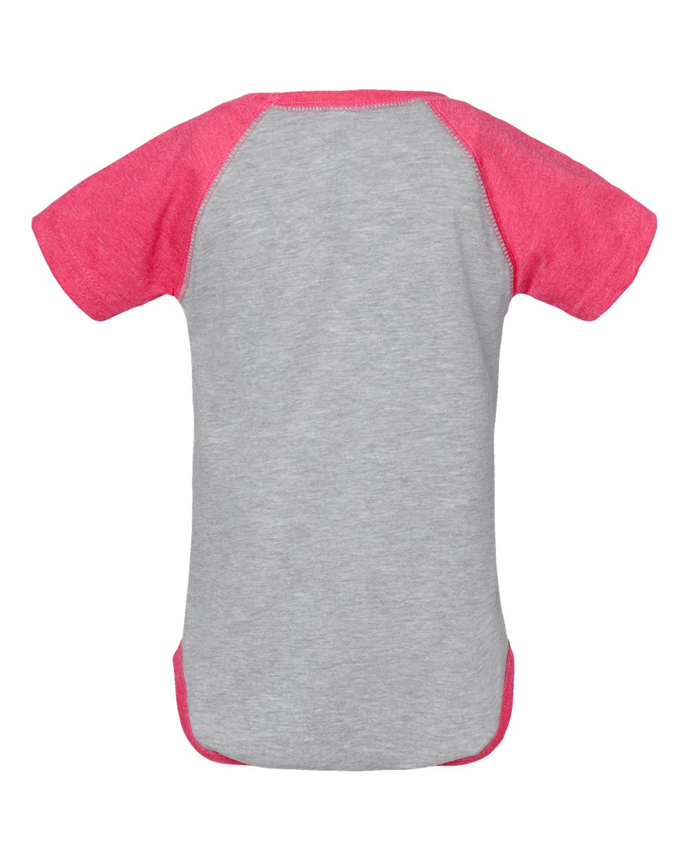 Front View of Vintage Heather/ Vintage Hot Pink Infant Baseball Fine Jersey Bodysuit - 4430