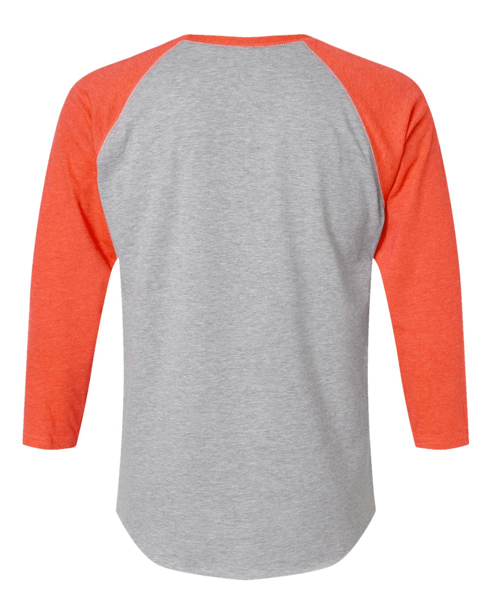 Rear View of Vintage Heather/ Vintage Orange Baseball Fine Jersey Three-Quarter Sleeve Tee - 6930