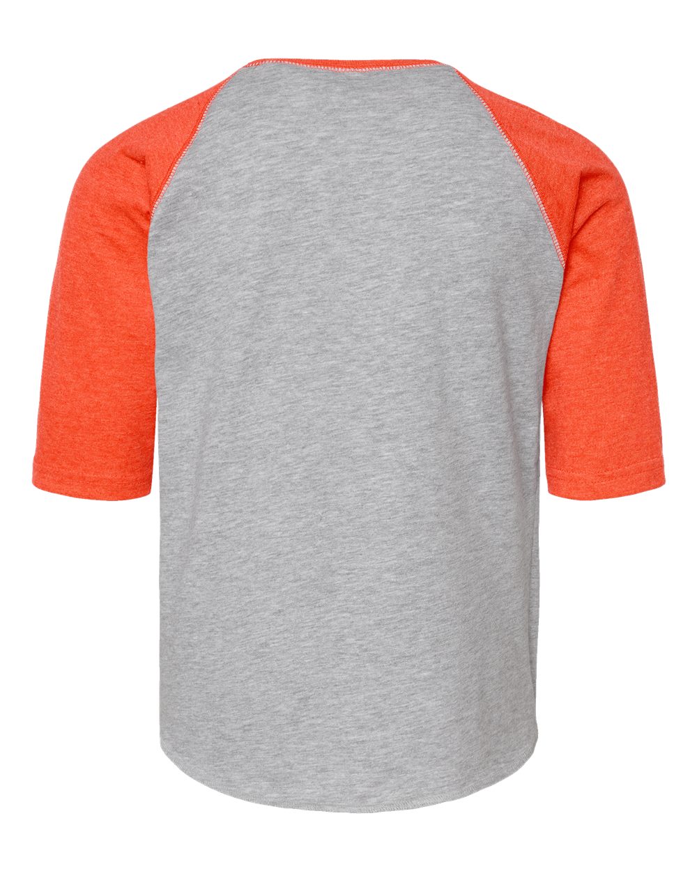 Front View of Vintage Heather/ Vintage Orange Youth Baseball Fine Jersey Three-Quarter Sleeve Tee - 6130