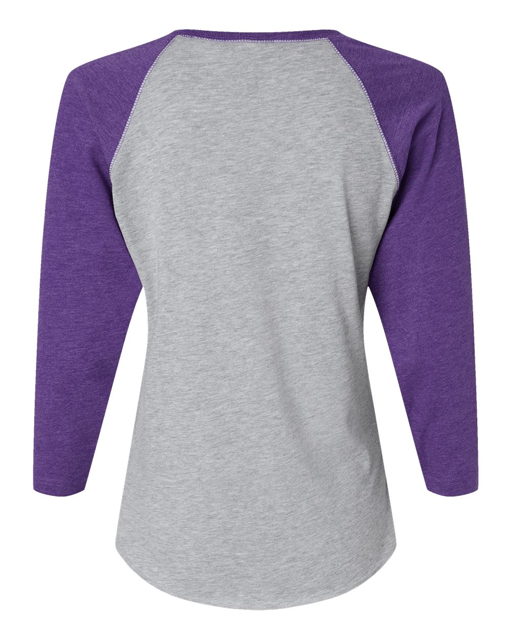 Front View of Vintage Heather/ Vintage Purple Women's Baseball Fine Jersey Three-Quarter Sleeve Tee - 3530