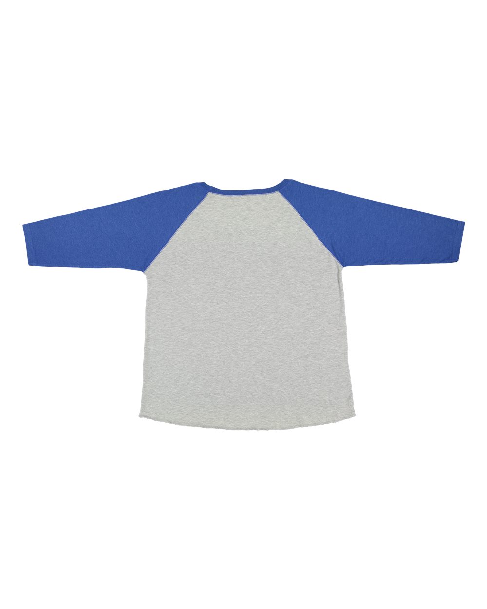 Rear View of Vintage Heather/ Vintage Royal Curvy Collection Women's Baseball Three-Quarter Sleeve Tee - 3830