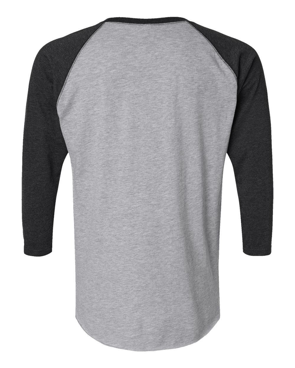 Front View of Vintage Heather/ Vintage Smoke Baseball Fine Jersey Three-Quarter Sleeve Tee - 6930