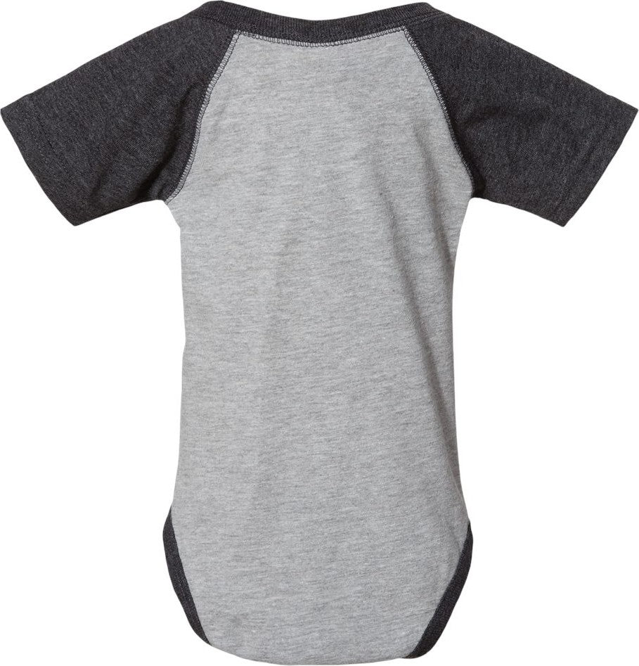 Front View of Vintage Heather/ Vintage Smoke Infant Baseball Fine Jersey Bodysuit - 4430