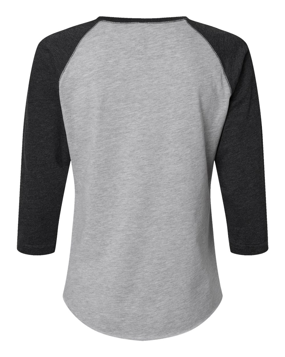 Front View of Vintage Heather/ Vintage Smoke Women's Baseball Fine Jersey Three-Quarter Sleeve Tee - 3530