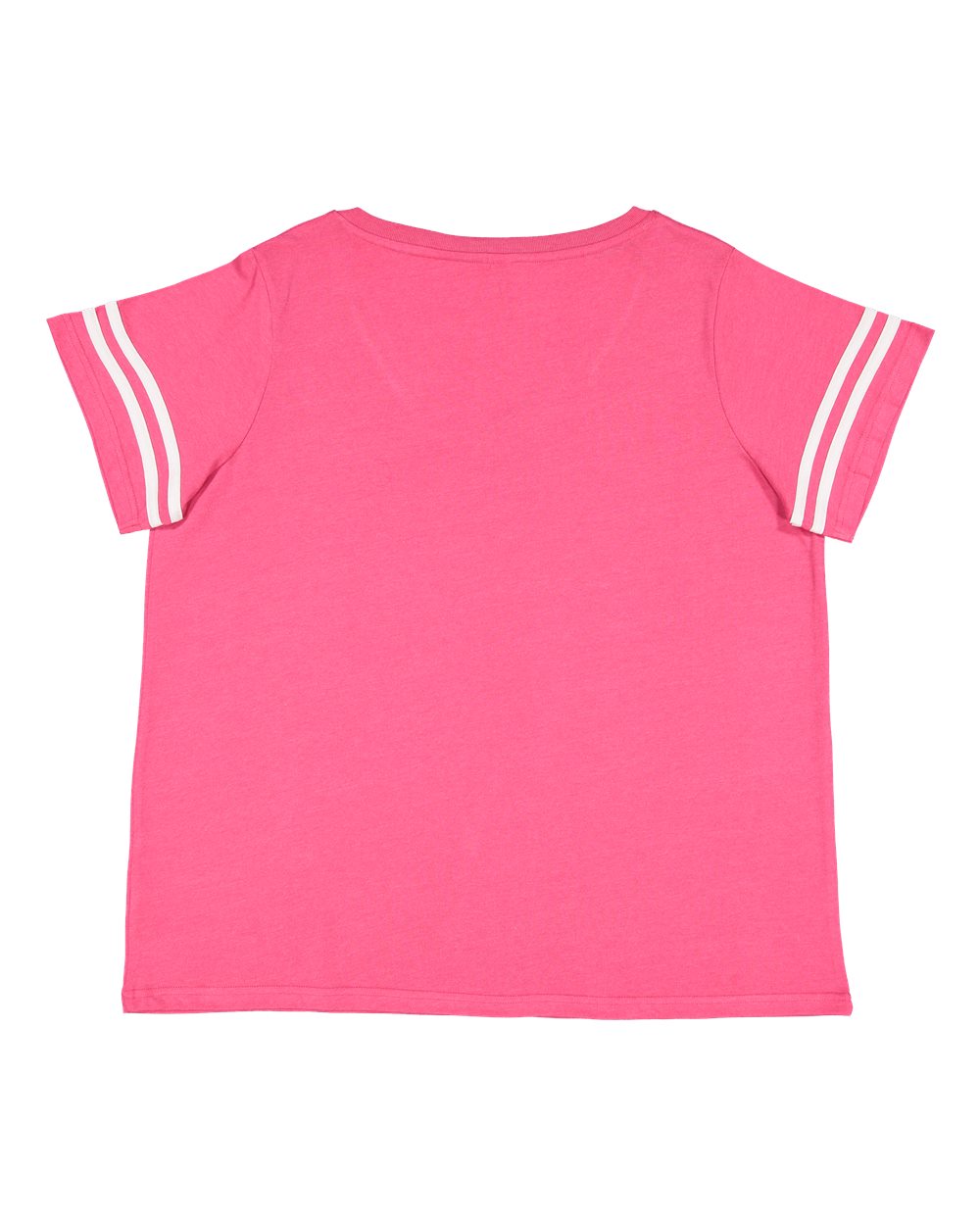 Front View of Vintage Hot Pink/ White Curvy Collection Women's Vintage Football T-Shirt - 3837