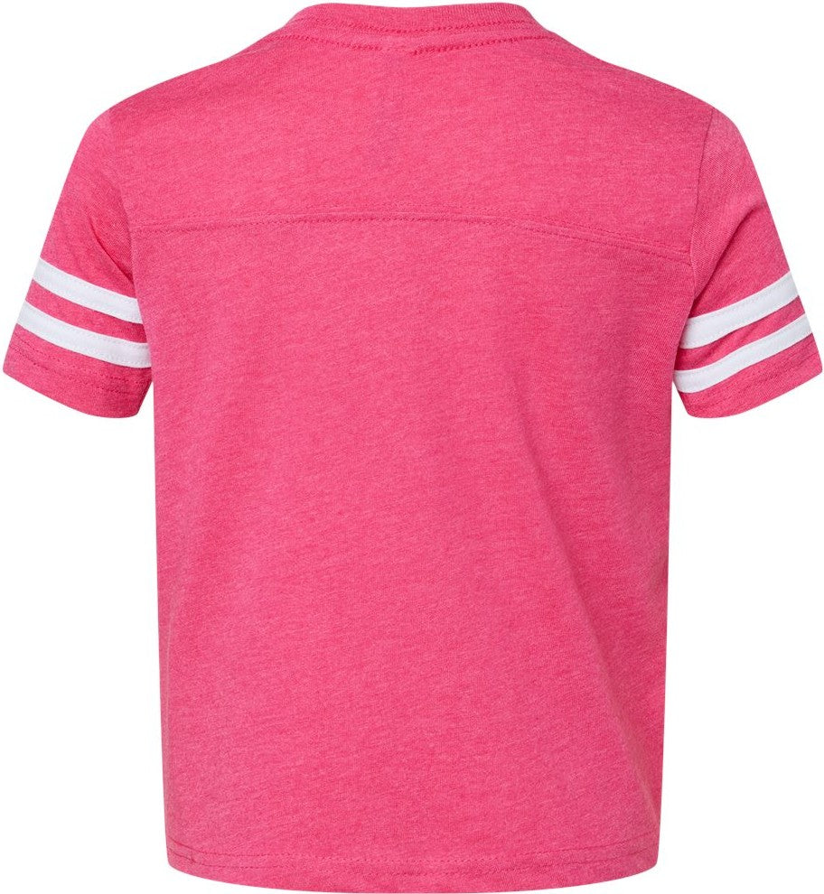 Front View of Vintage Hot Pink/ White Toddler Football Fine Jersey Tee - 3037
