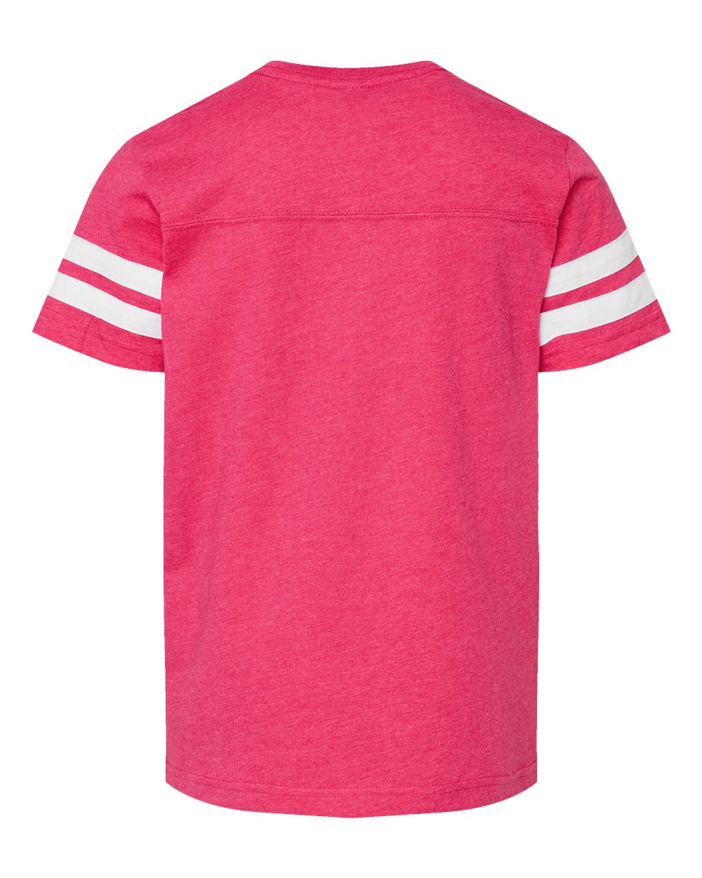 Front View of Vintage Hot Pink/ White Youth Football Fine Jersey Tee - 6137