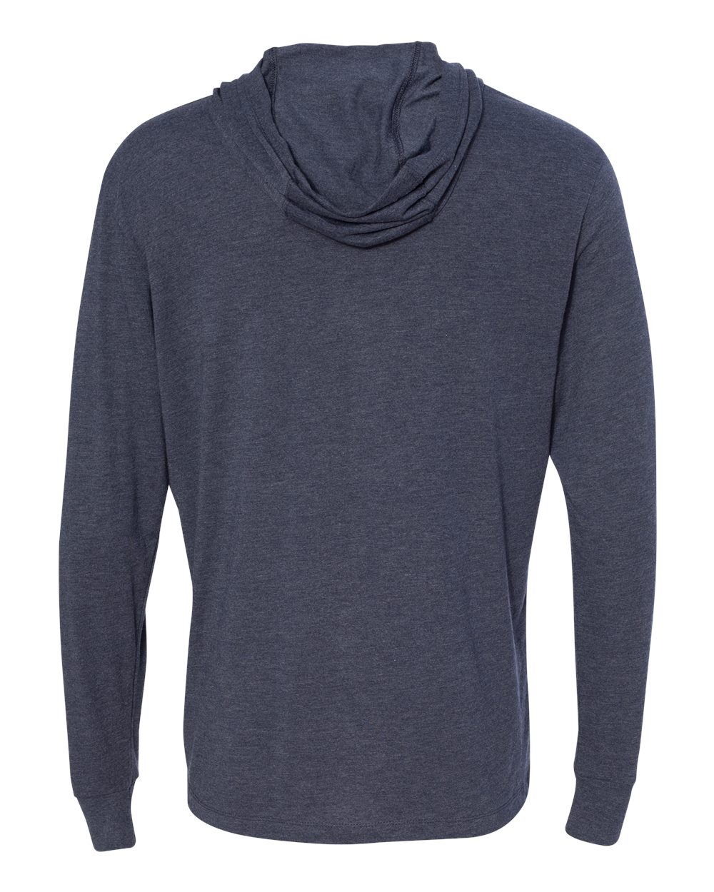 Rear View of Vintage Navy Triblend Hooded Long Sleeve Pullover - 6021