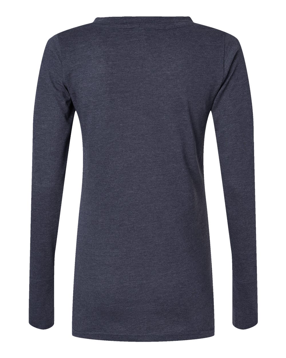 Front View of Vintage Navy/ White Women's Fine Jersey Lace-Up Long Sleeve T-Shirt - 3538