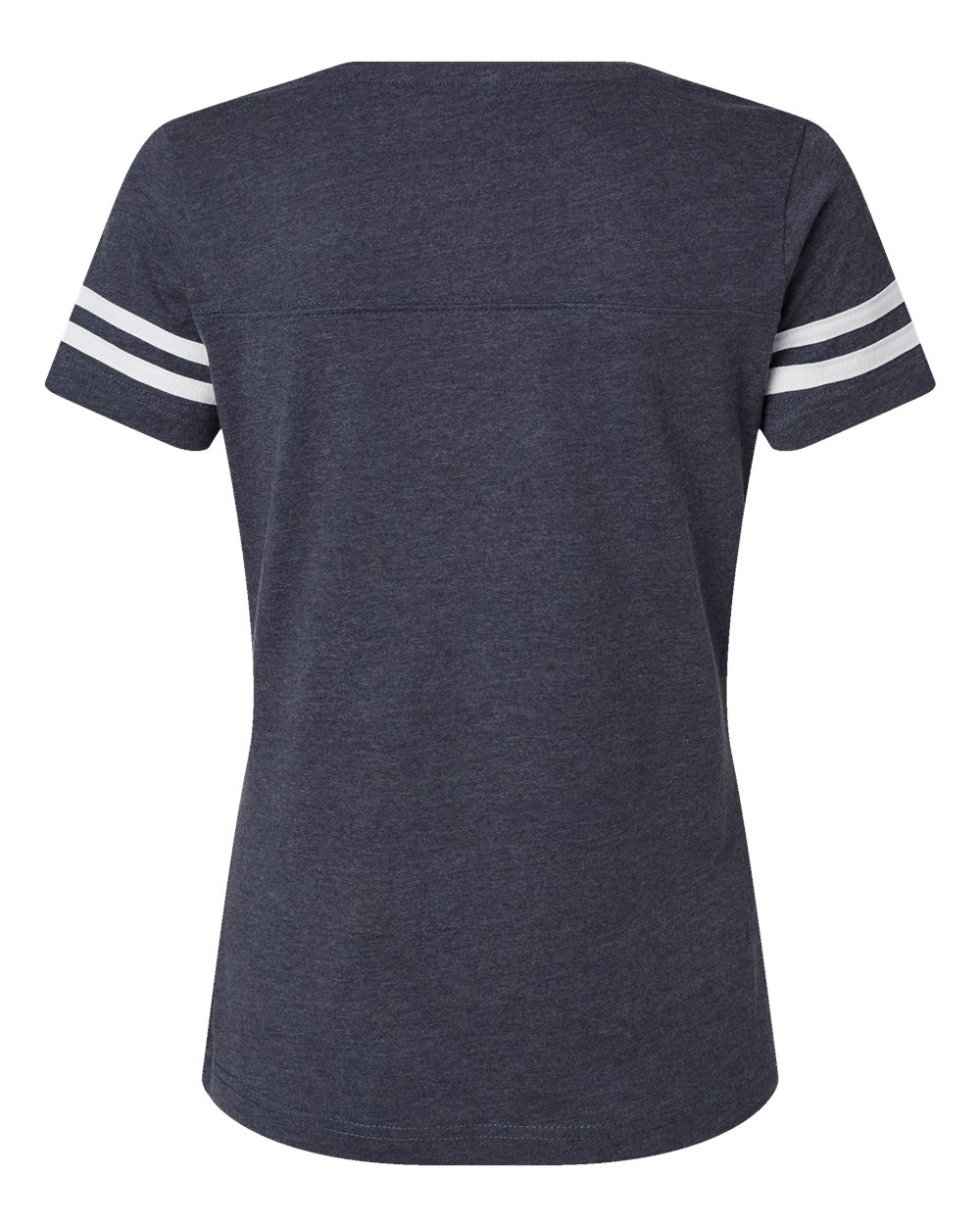 Front View of Vintage Navy/ White Women's Football V-Neck Fine Jersey Tee - 3537
