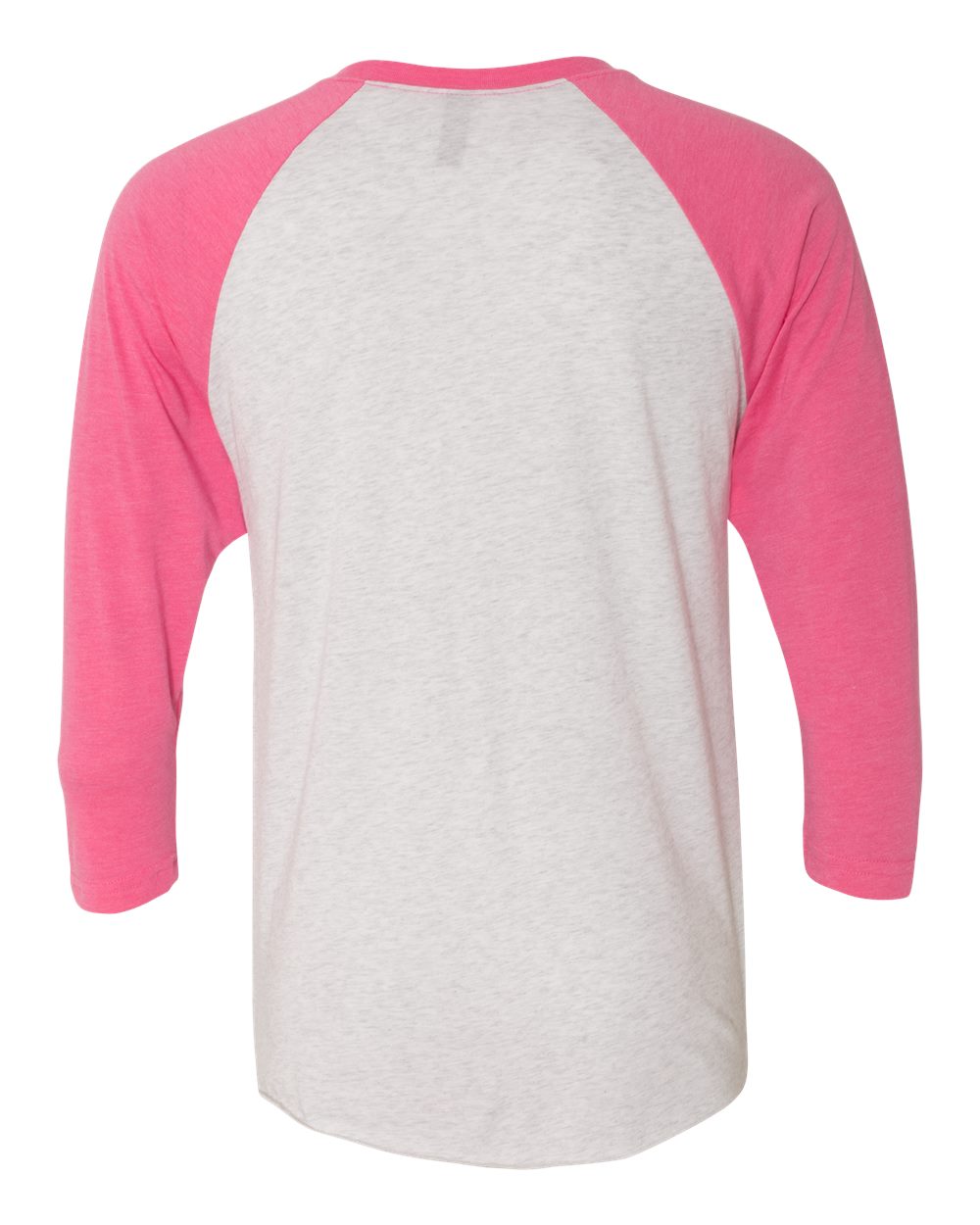 Front View of Vintage Pink Sleeves/ Heather White Body Triblend Three-Quarter Raglan T-Shirt - 6051