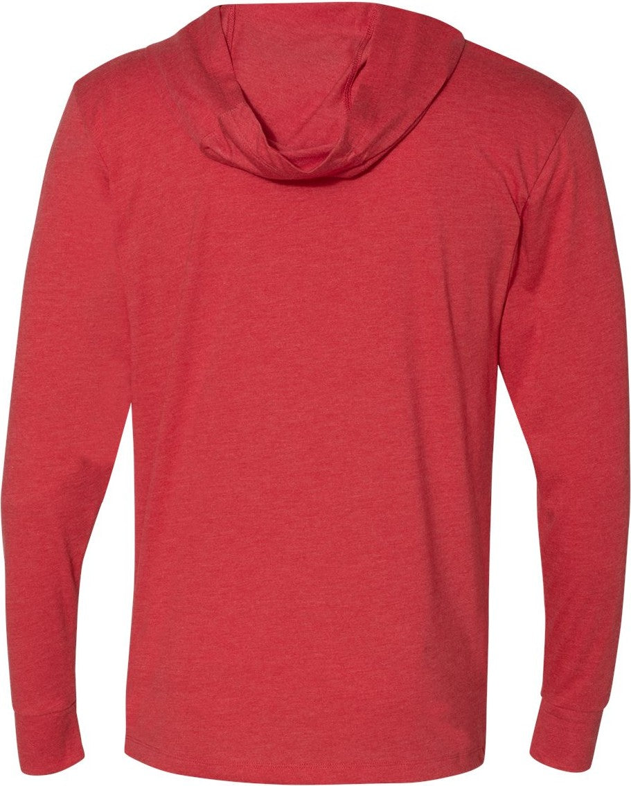 Front View of Vintage Red Triblend Hooded Long Sleeve Pullover - 6021