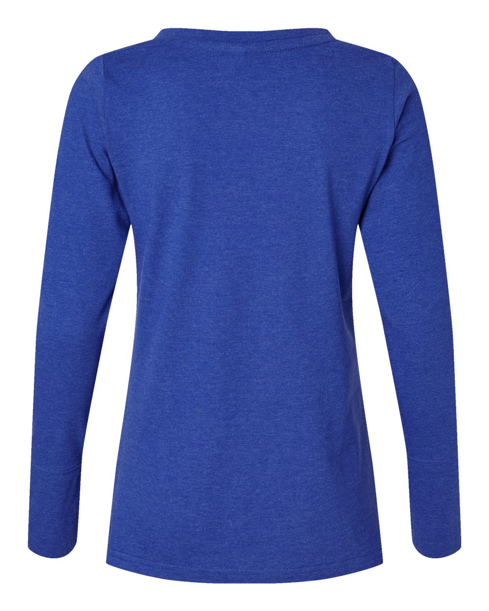 Front View of Vintage Royal/ White Women's Fine Jersey Lace-Up Long Sleeve T-Shirt - 3538