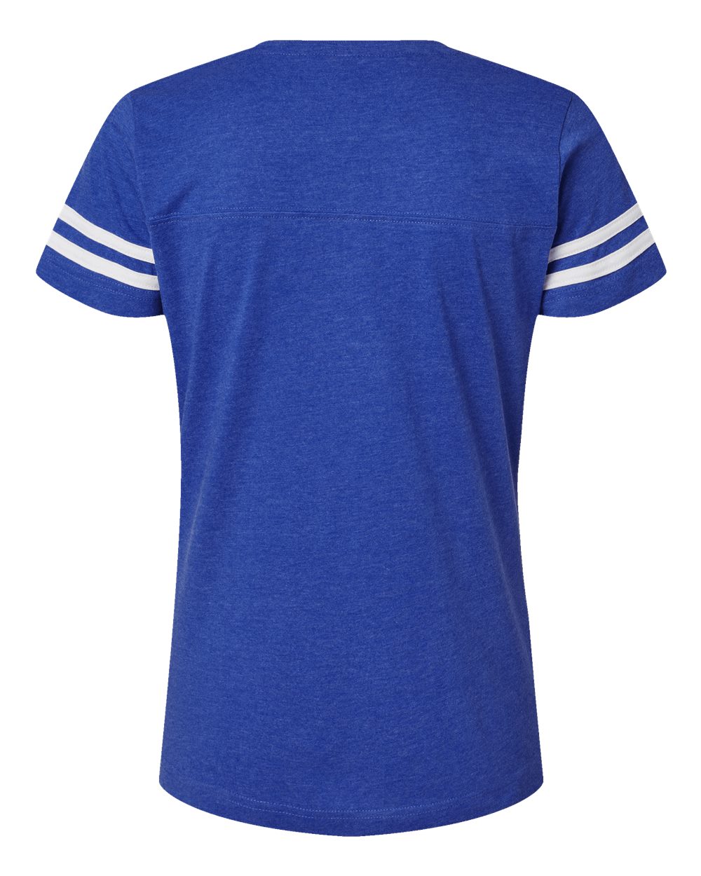 Front View of Vintage Royal/ White Women's Football V-Neck Fine Jersey Tee - 3537