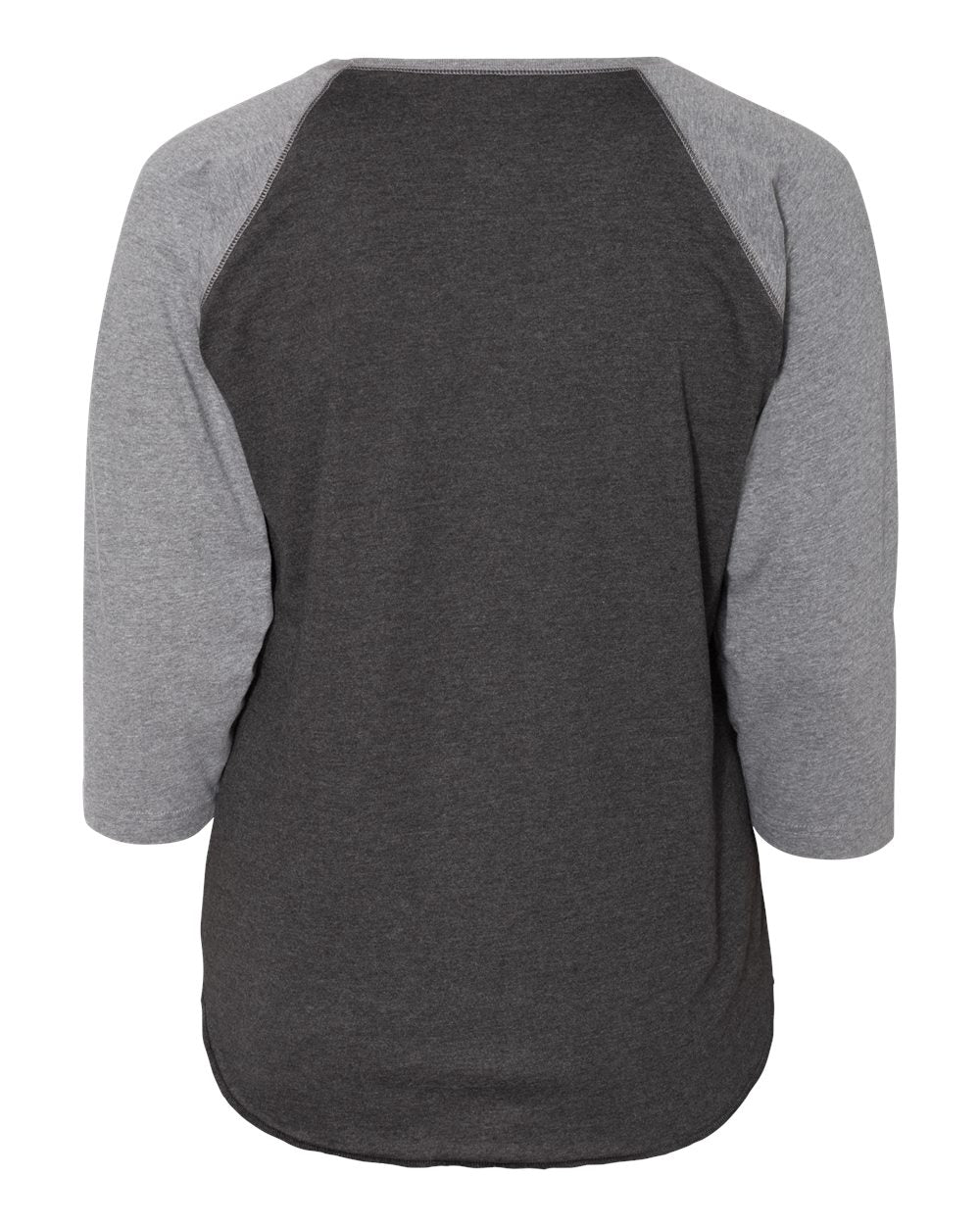 Front View of Vintage Smoke/ Granite Heather Curvy Collection Women's Baseball Three-Quarter Sleeve Tee - 3830