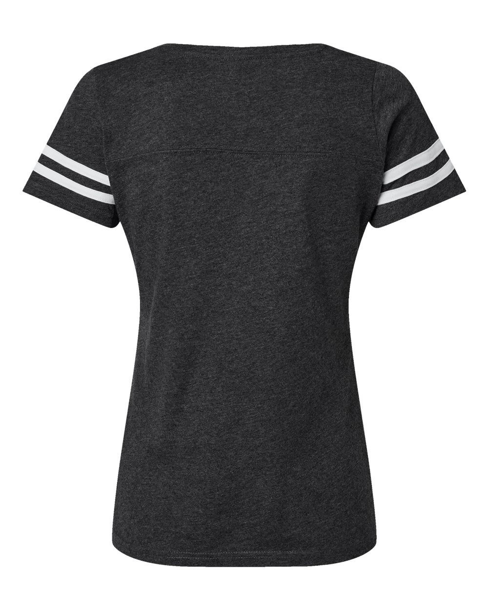 Front View of Vintage Smoke/ White Women's Football V-Neck Fine Jersey Tee - 3537