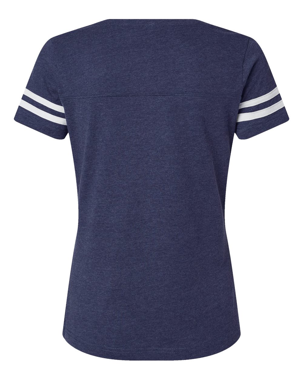 Front View of Vintage True Navy/ Blended White Women's Football V-Neck Fine Jersey Tee - 3537