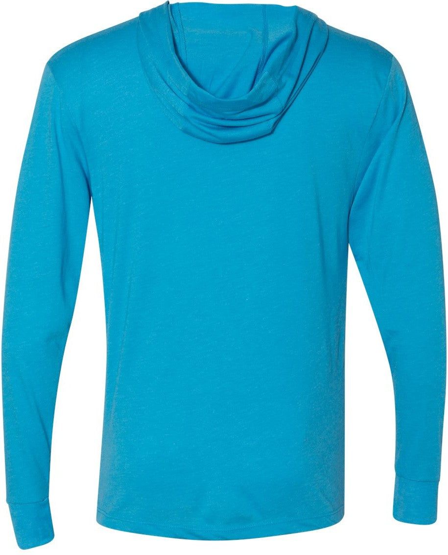 Front View of Vintage Turquoise Triblend Hooded Long Sleeve Pullover - 6021