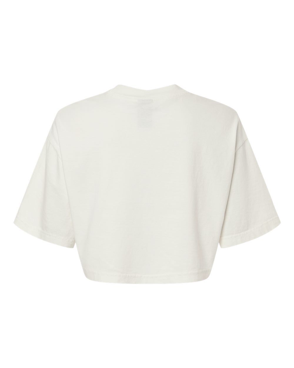 Rear View of Vintage White Women's Garment-Dyed Cropped Tee - 6882GD