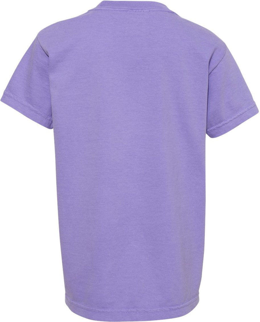 Front View of Violet Garment-Dyed Youth Heavyweight T-Shirt - 9018