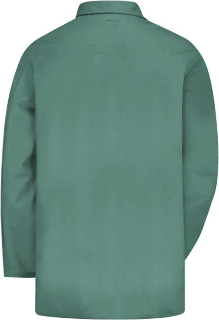 Front View of Visual Green Work Coat - EXCEL FR® - 9 oz. - KEW2