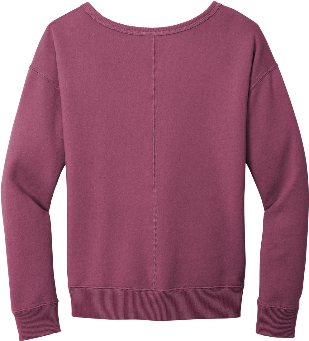 Front View of VtgRaspbry Port & Co Women's Beach Wash Garment-Dyed V-Neck Sweatshirt LPC098V