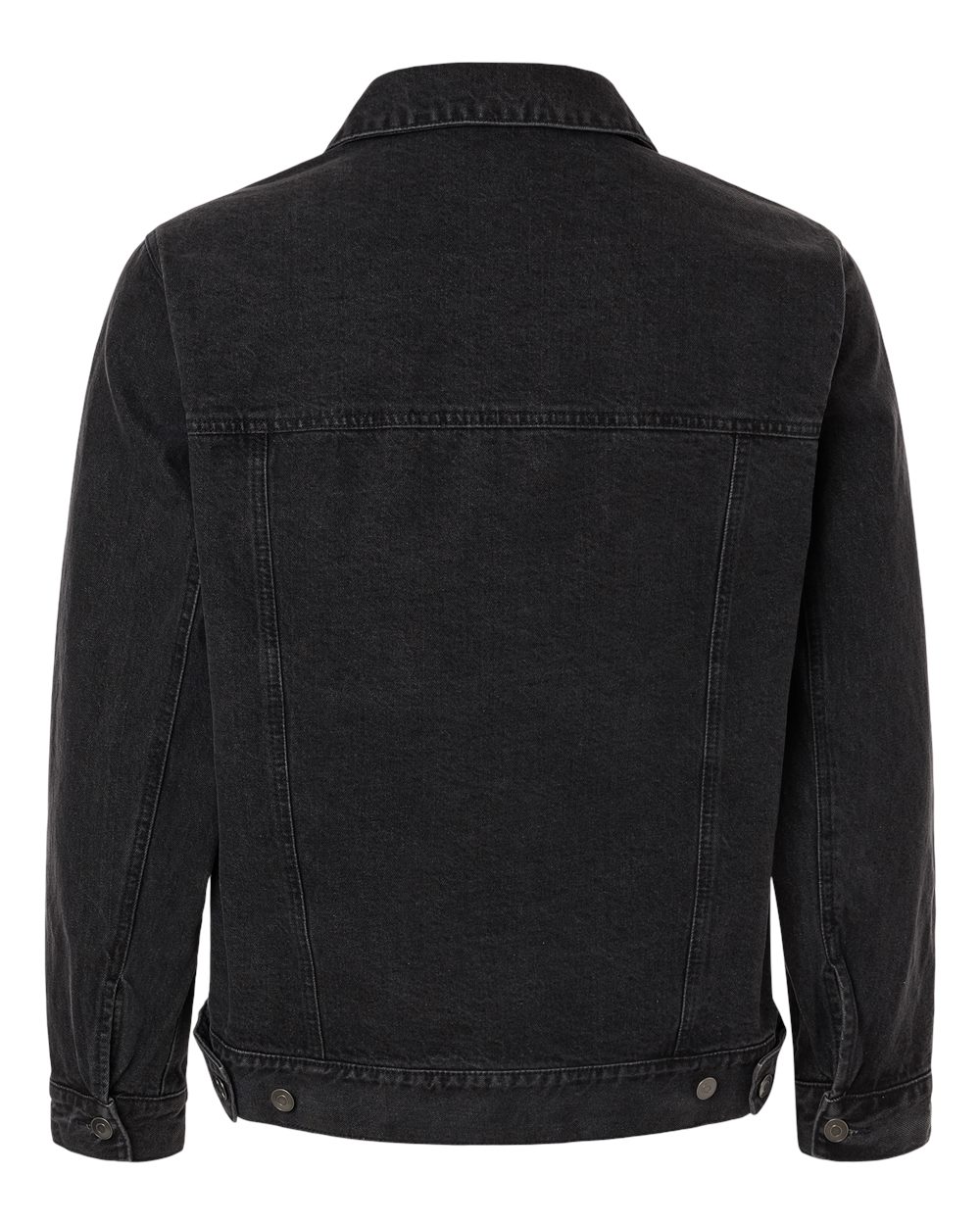 Rear View of Washed Black Men's Cooper Denim Jacket - M75 plain