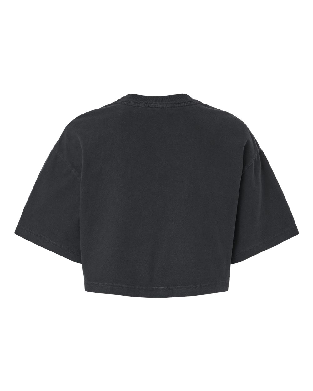 Rear View of Washed Black Women's Garment-Dyed Cropped Tee - 6882GD