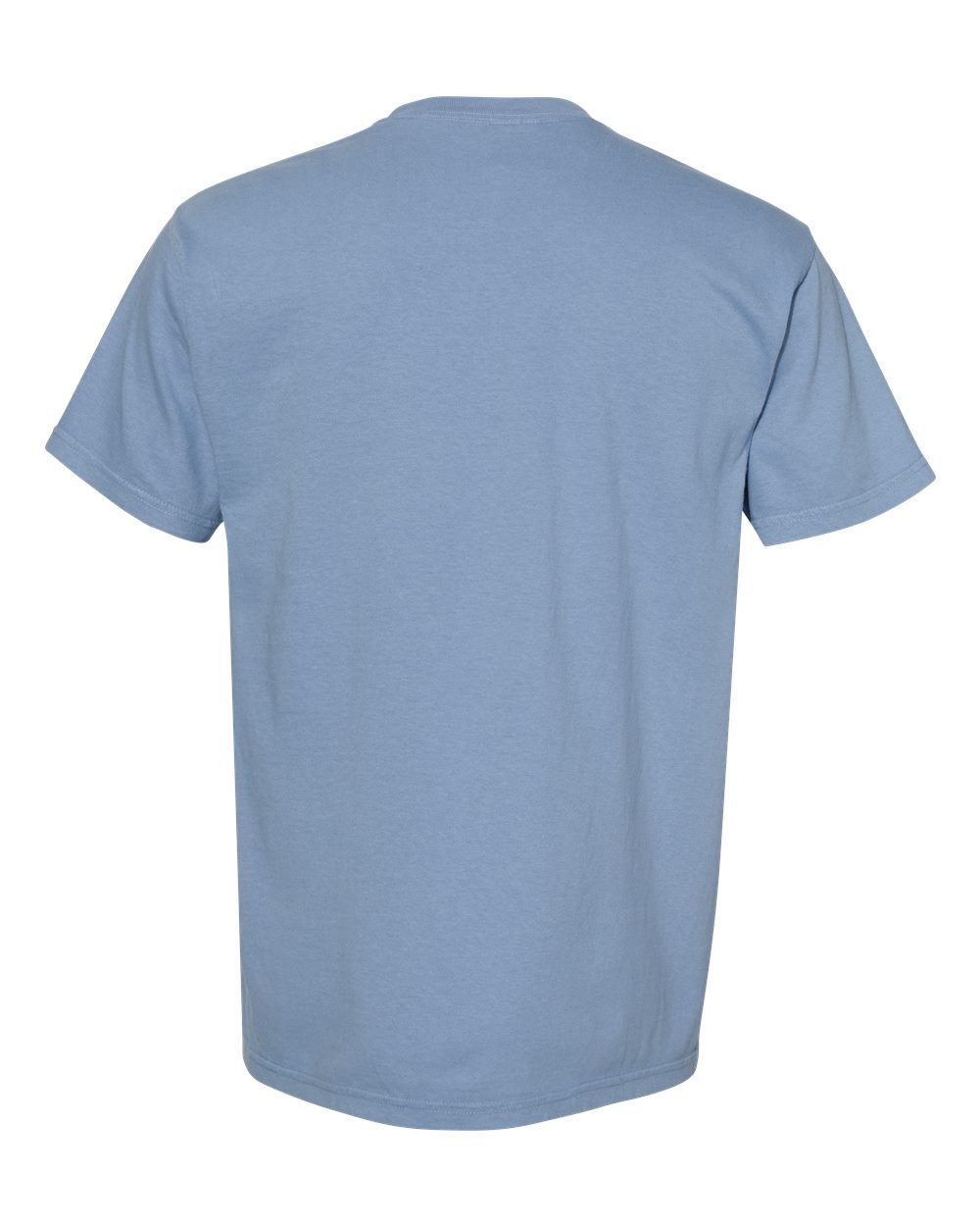 Front View of Washed Denim Garment-Dyed Heavyweight Pocket T-Shirt - 6030