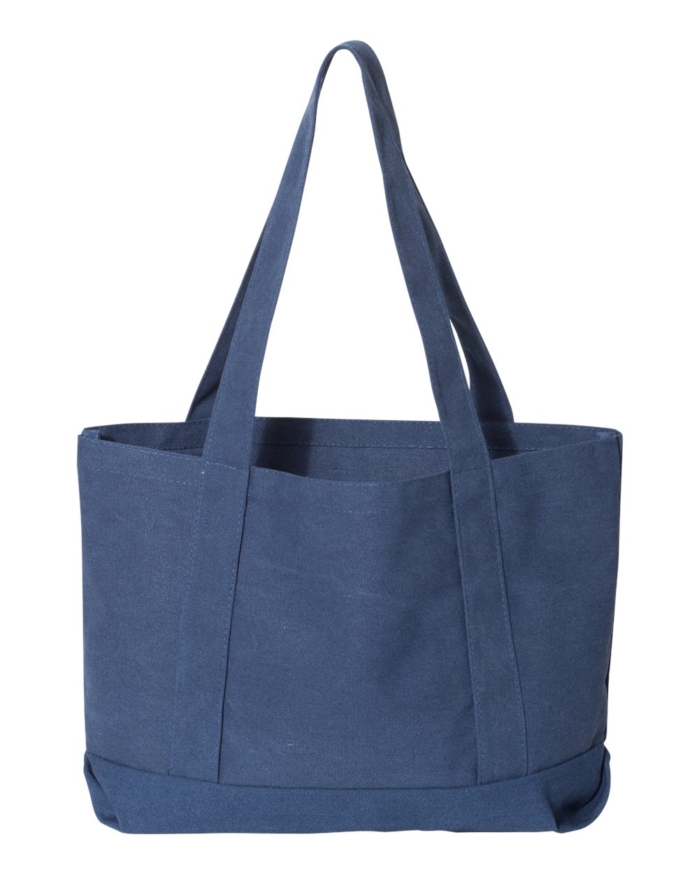 Front View of Washed Navy Seaside Cotton Pigment Dyed Resort Tote - 8870