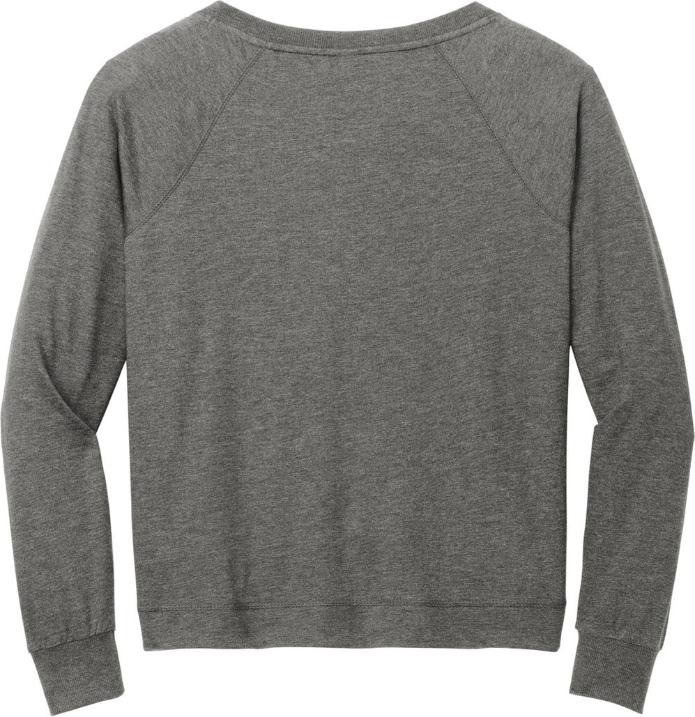 Front View of WashedCoal District Women's Featherweight French Terry Long Sleeve Crewneck DT672