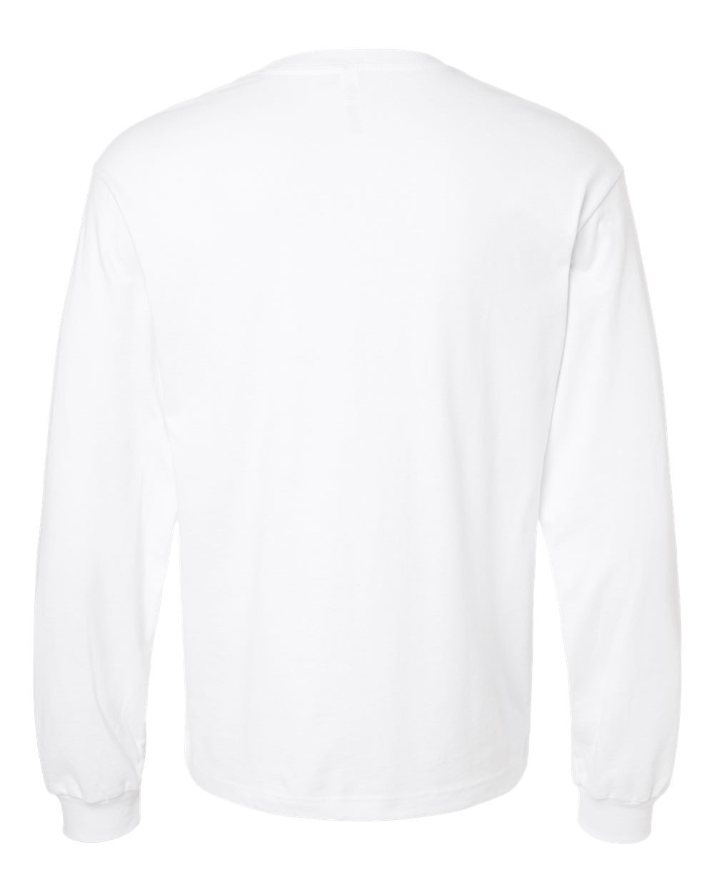 Front View of White 6 oz. Heavyweight Long Sleeve Tee - 3511