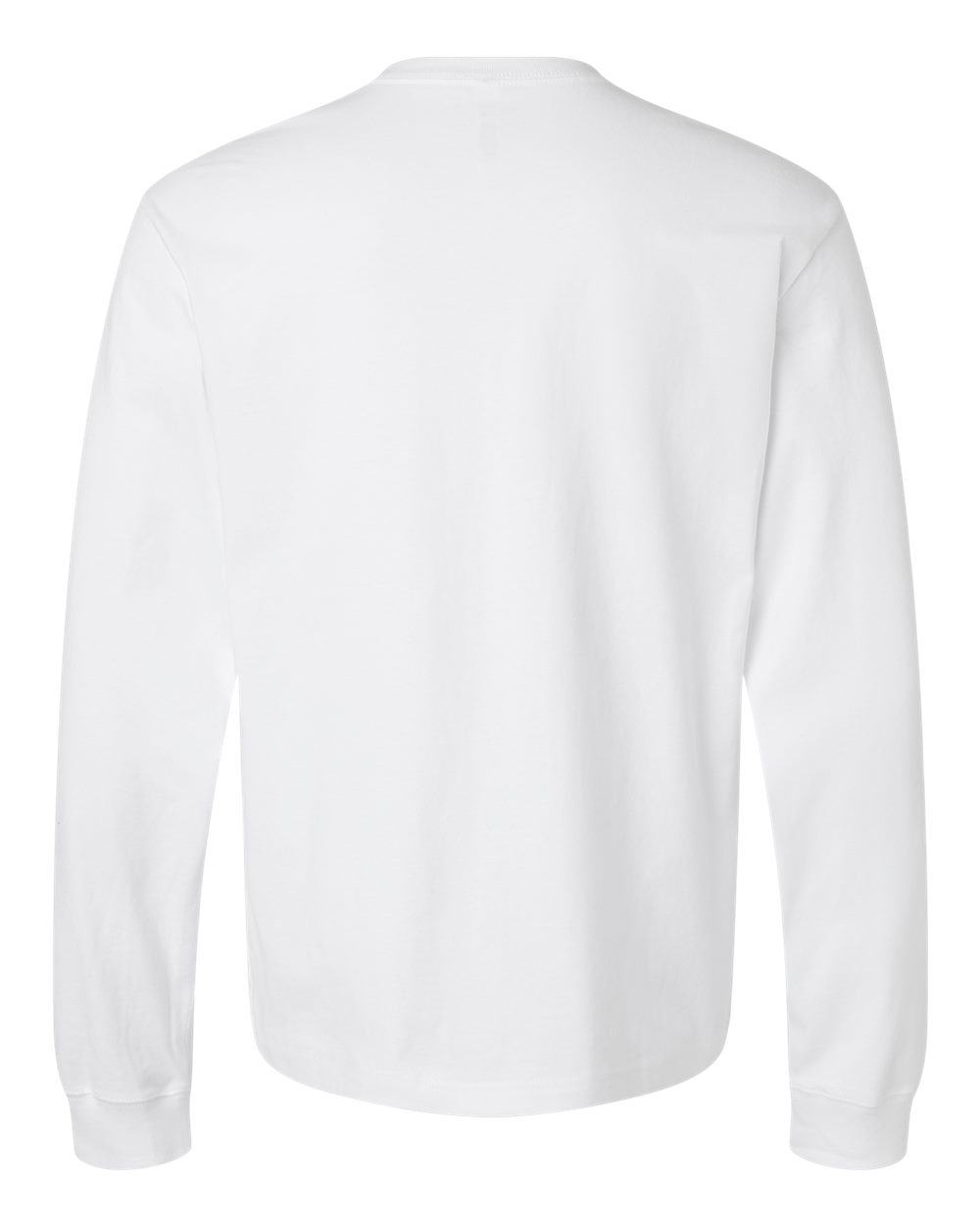 Front View of White 7.5 oz Heavyweight Long Sleeve Tee - 4651