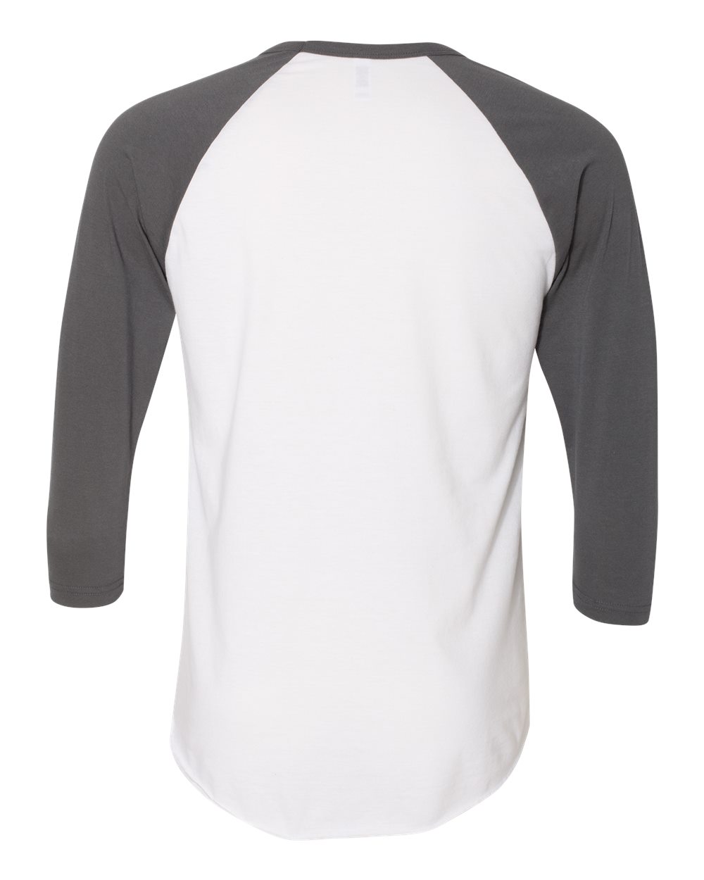 Front View of White/ Asphalt 50/50 Raglan Three-Quarter Sleeve Tee - BB453W