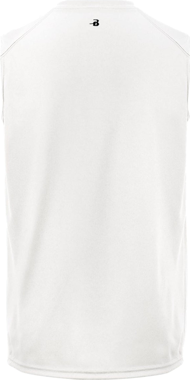 Rear View of WHITE B-CORE SLEEVELESS TEE