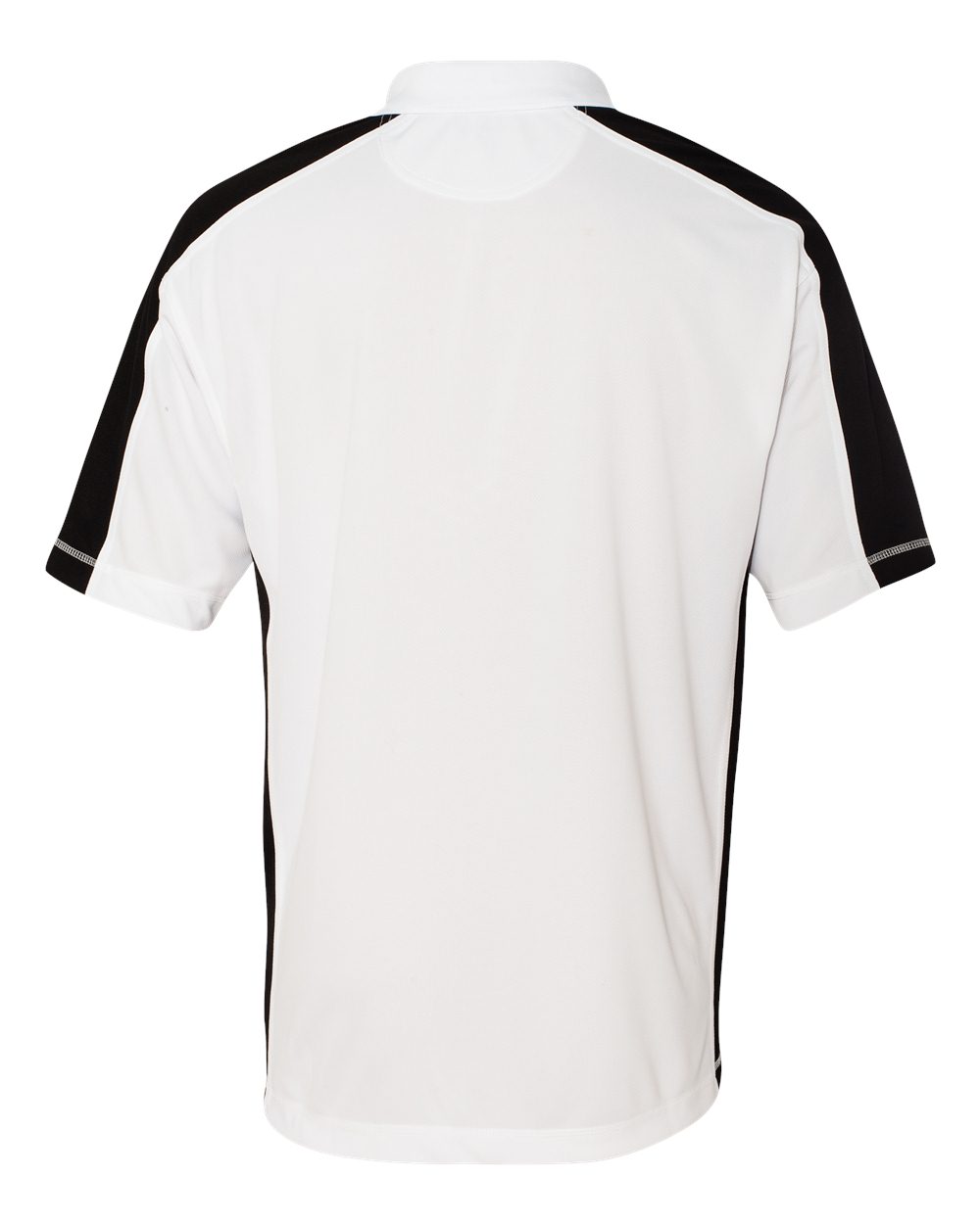 Rear View of White/ Black Colorblocked Moisture Free Mesh Polo - 0465