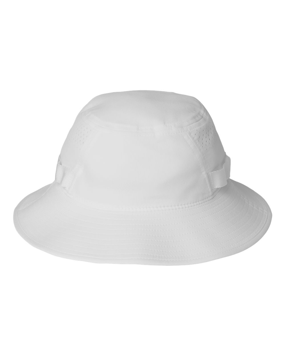 Rear View of White/ Black Fundamental Victory Bucket Hat - AH610 plain