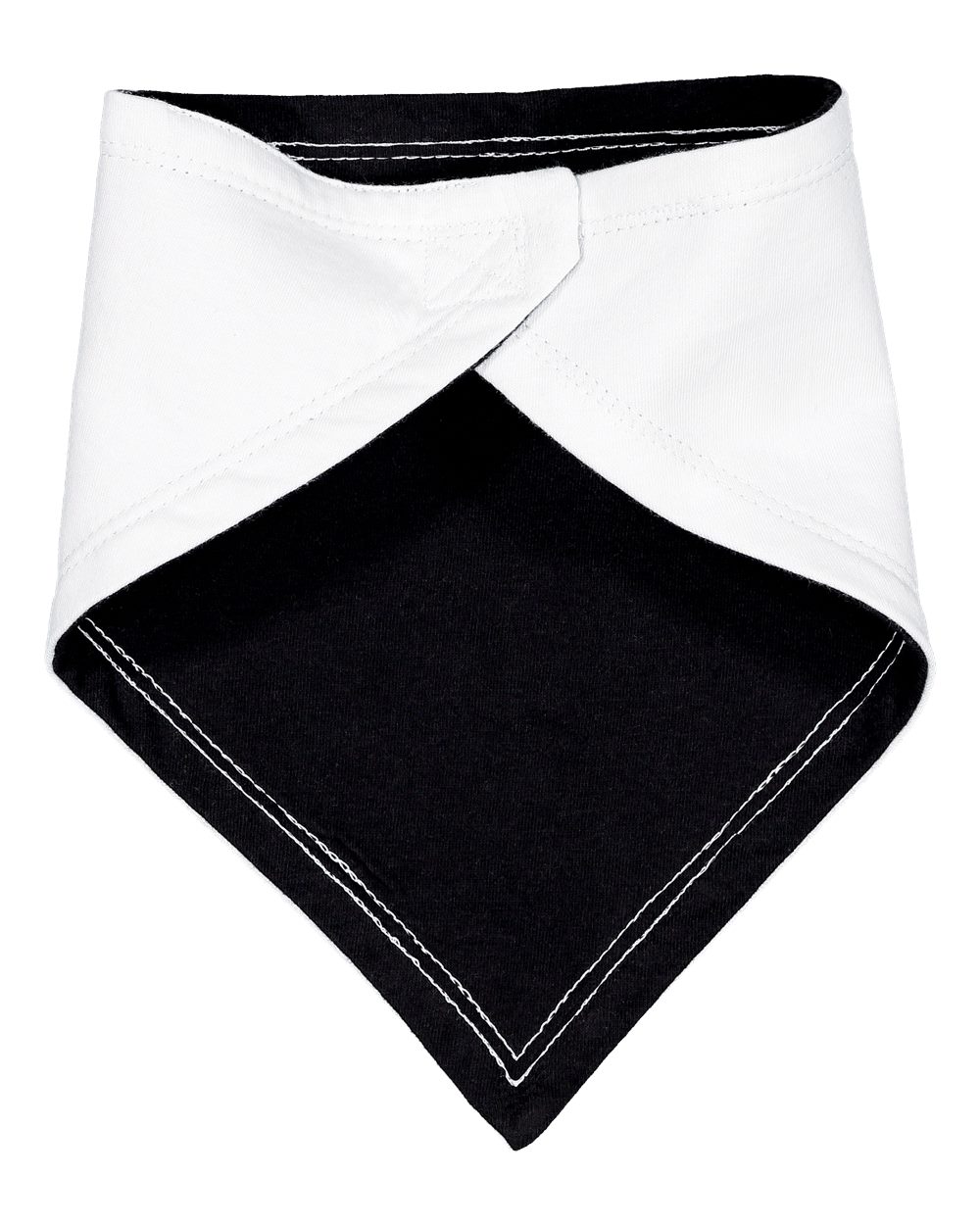 Front View of White/ Black Premium Jersey Bandana Bib - 1012
