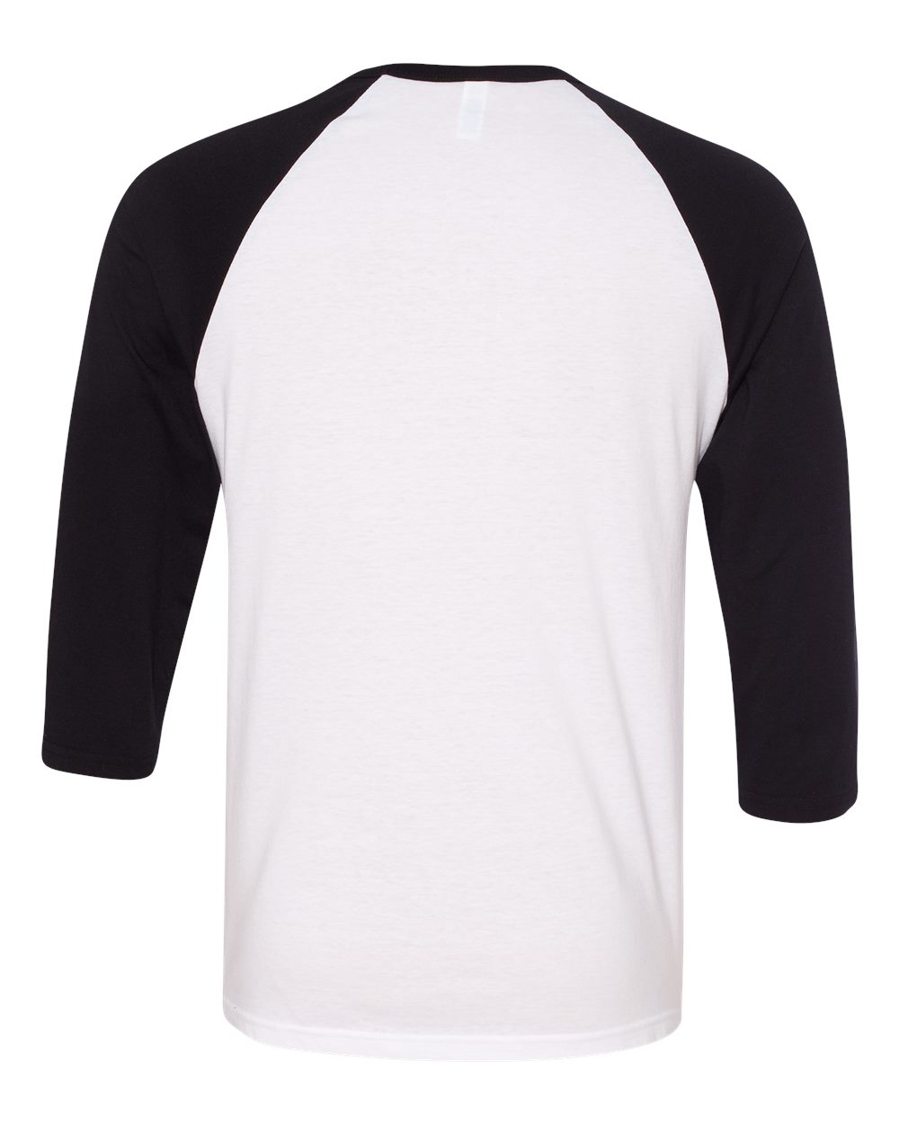 Rear View of White/ Black Three-Quarter Sleeve Baseball Tee - 3200