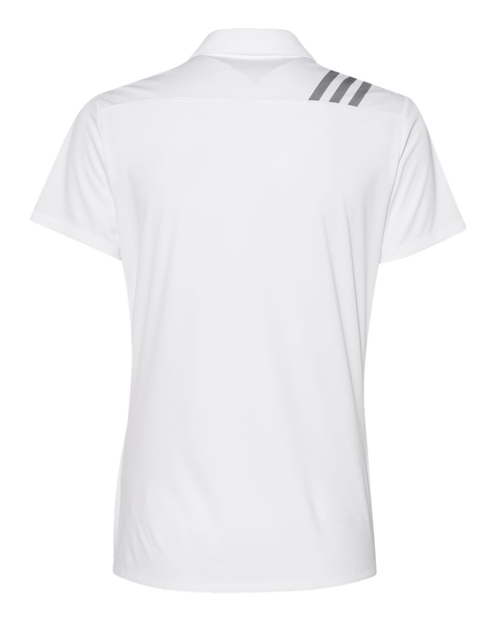 Front View of White/ Black Women's 3-Stripes Shoulder Polo - A325