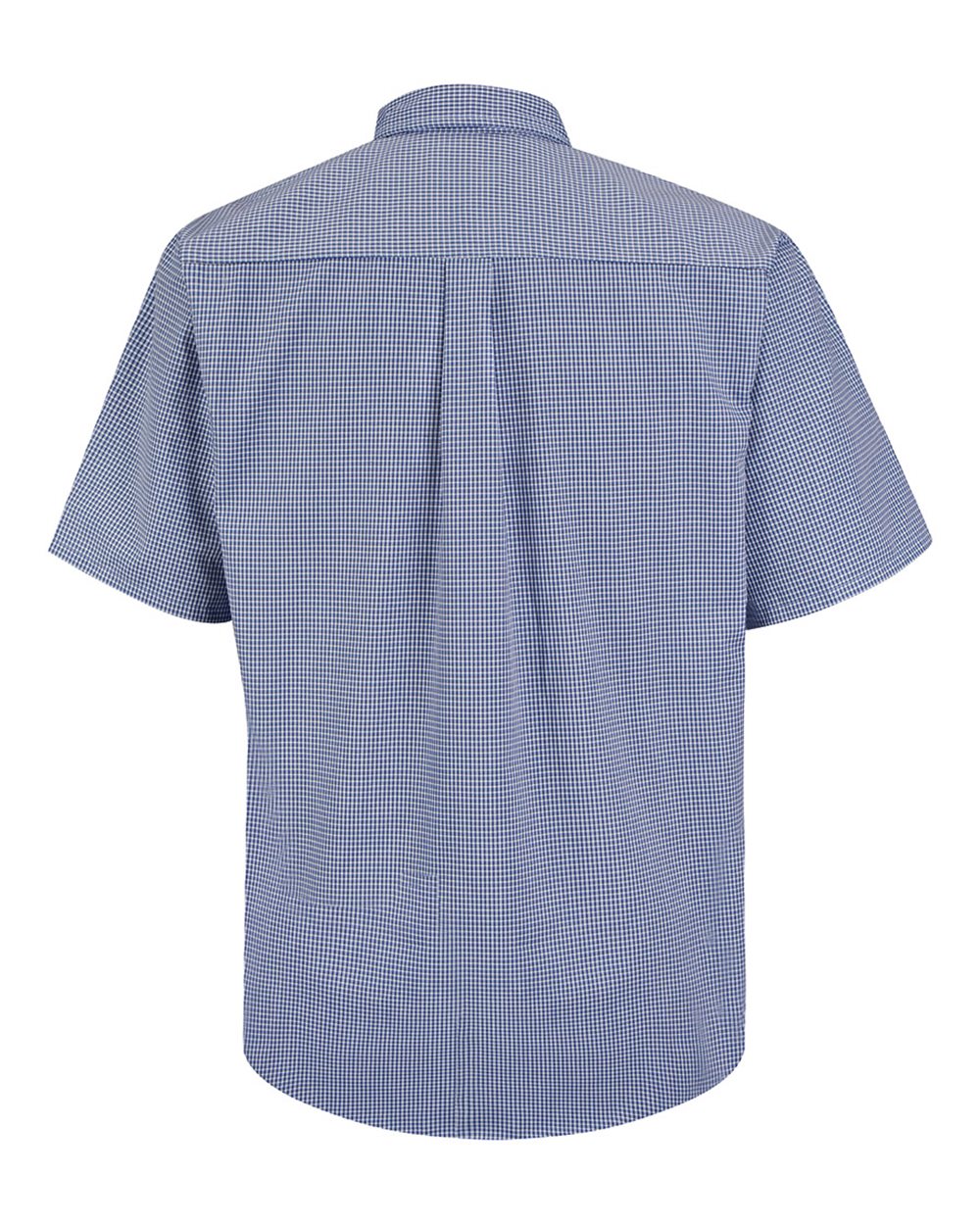 Front View of White/ Blue Plaid Mini-Plaid Uniform Short Sleeve Shirt - SP84