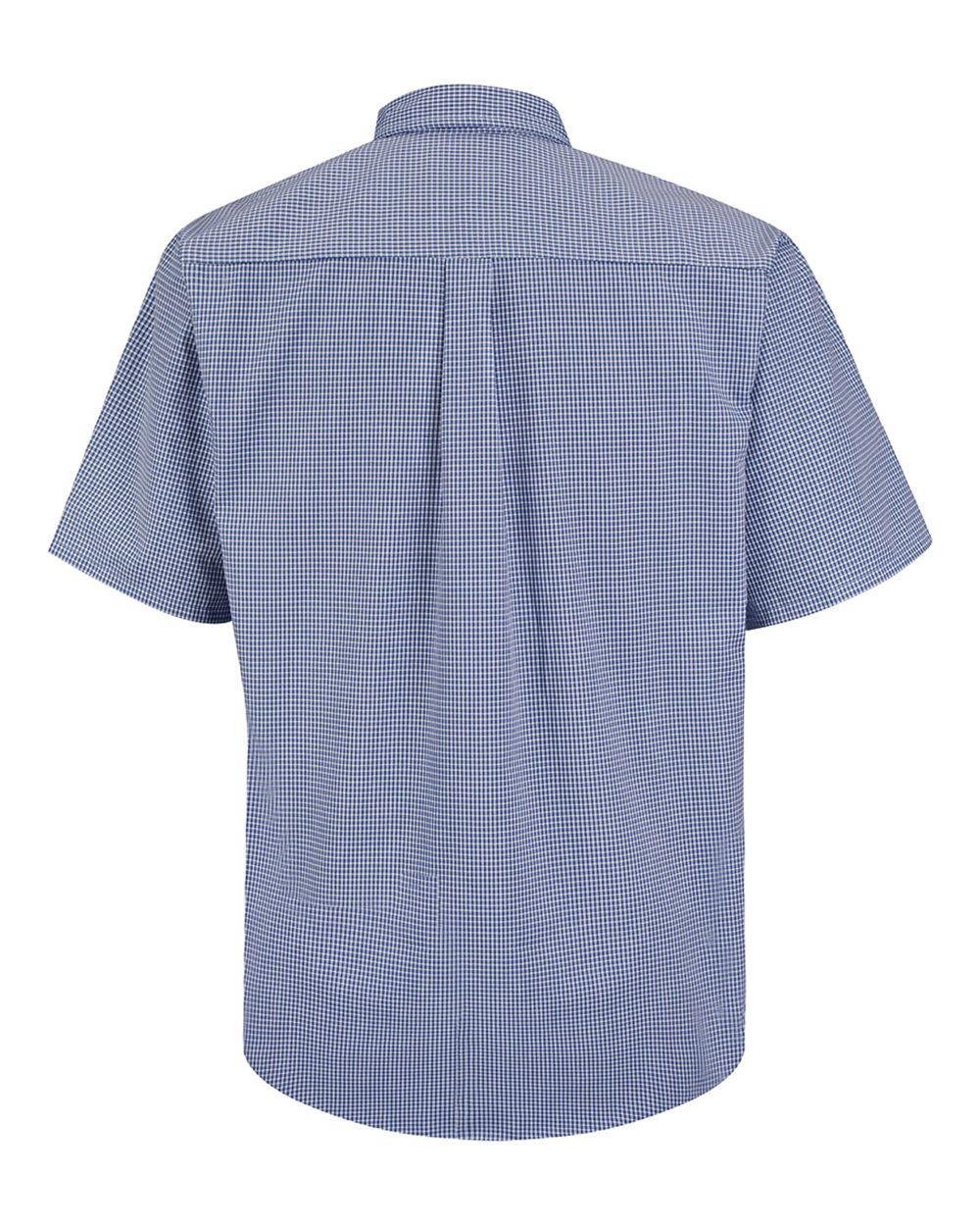 Front View of White/ Blue Plaid Mini-Plaid Uniform Short Sleeve Shirt - Tall Sizes - SP84T