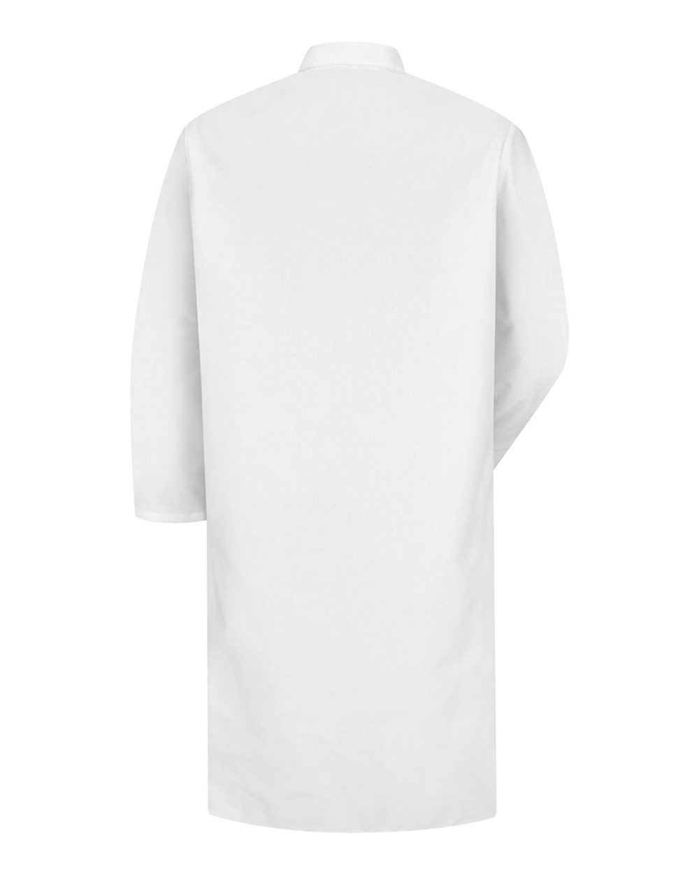 Rear View of White Butcher Coat with Interior Chest Pocket - KS64