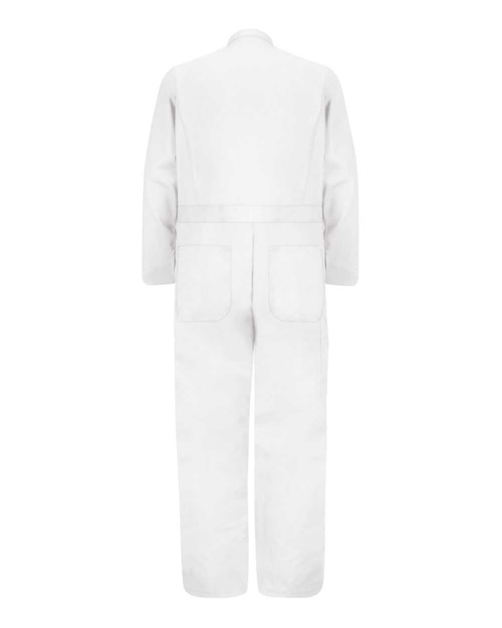 Front View of White Button-Front Cotton Coverall Additional Sizes - CC16EXT
